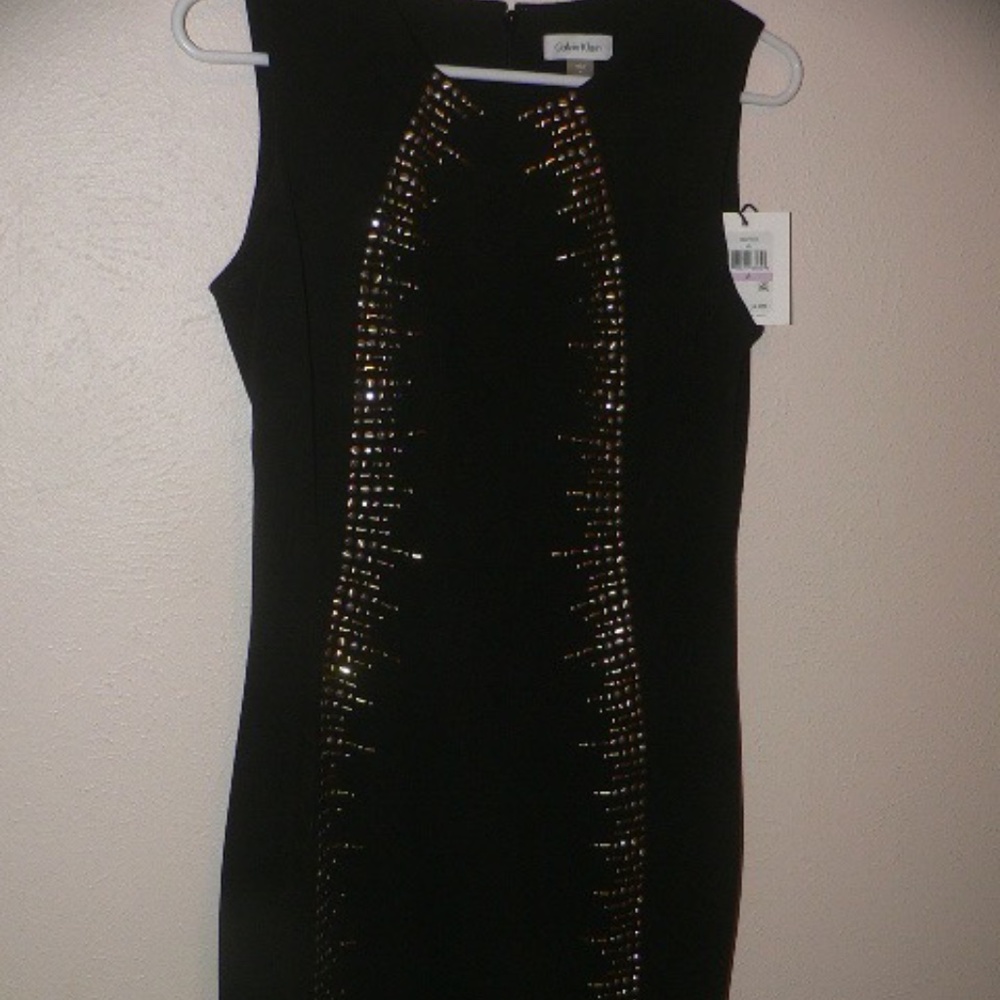 NWT Calvin Klein Black Studded Sheath (Size 6)